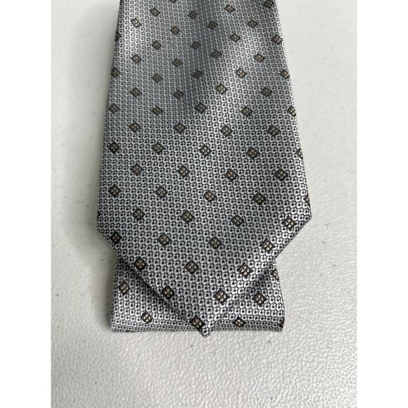Calvin Klein Gray Geometric Pattern Silk Blend Slim Designer Tie NWT - Picture 2 of 7